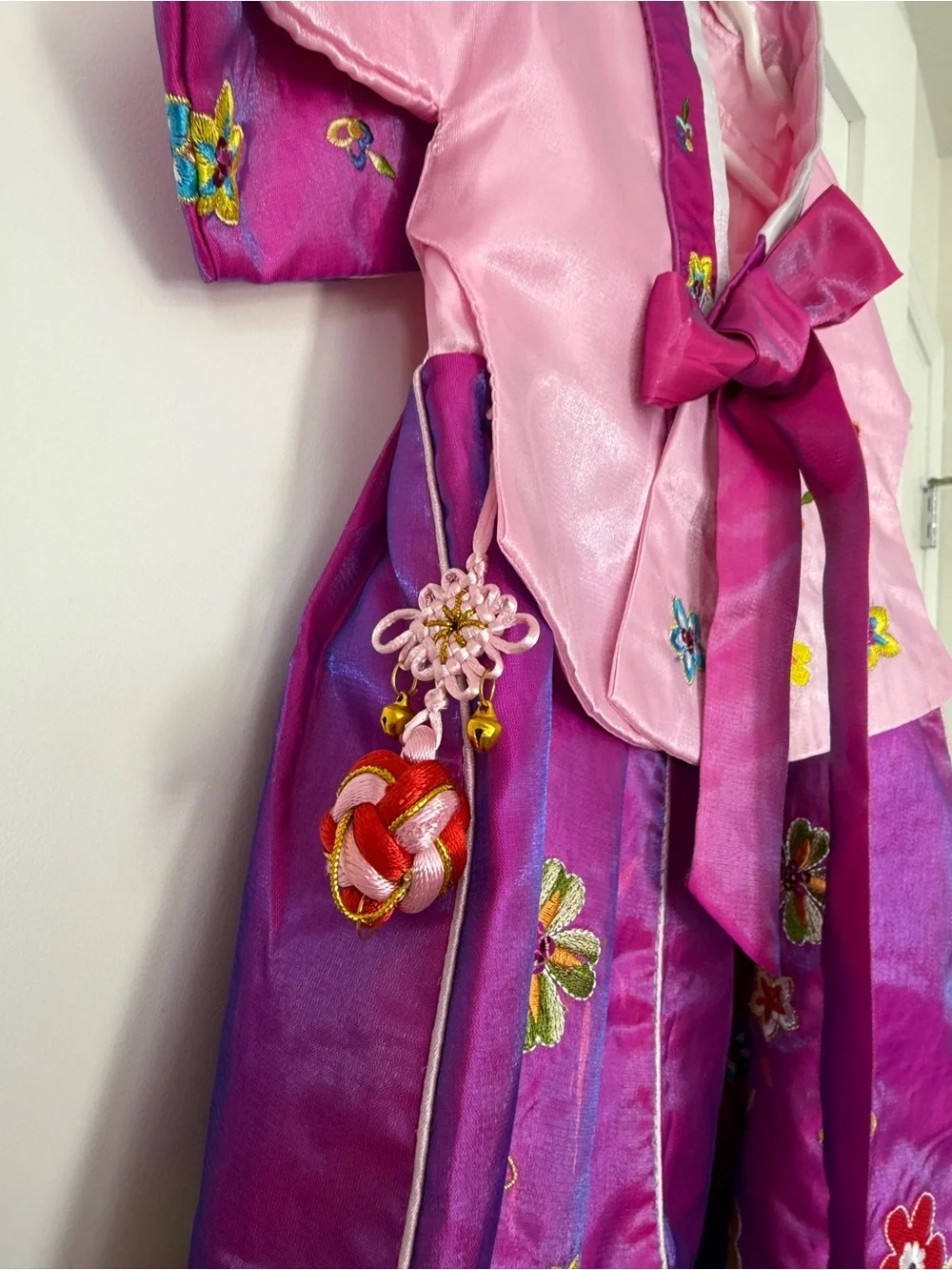 Girls Pink & Magenta Floral Hanbok-Inspired Costume